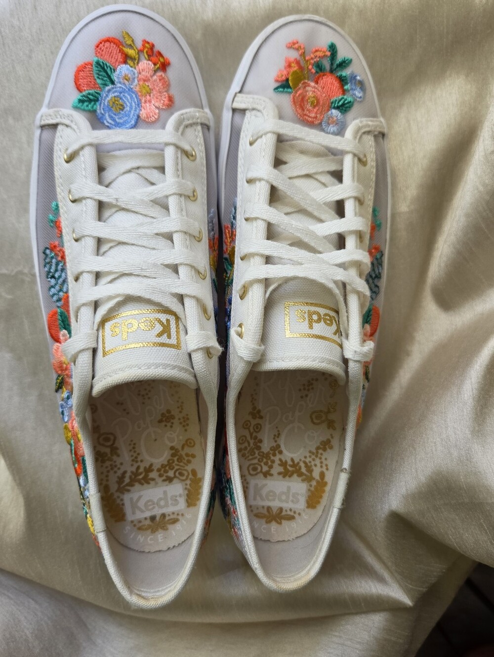 Keds x Rifle Paper Co. Triple Kick Citrus Garden Platform Sneakers Size 10 - Picture 3 of 16